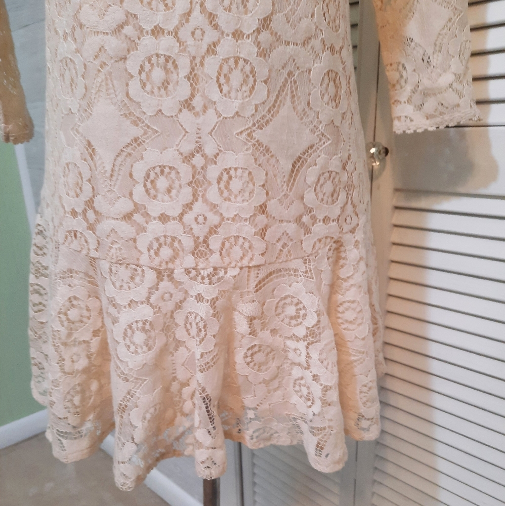 Free people lace ecru cream cotton 2 Pc dress sz 2 NWOT *Z - Picture 9 of 11